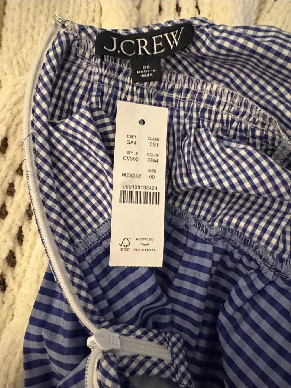 J. Crew Blue Gingham Open-Back Sundress